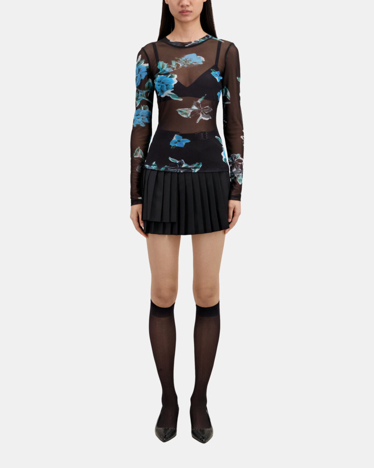 The Kooples WOMEN BLACK BLUE printed t-shirt