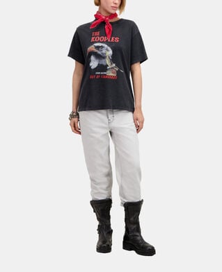 The Kooples DAMEN BLACK WASHED schwarzes t-shirt damen mit „eagle“-siebdruck