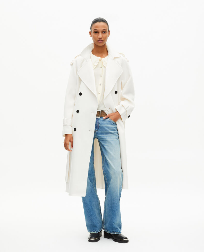 The Kooples F ECRU long ecru wool coat