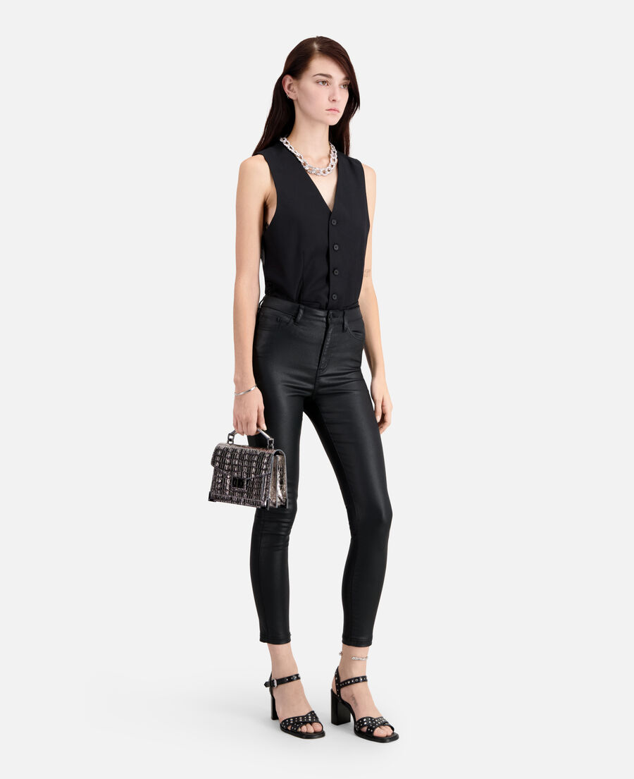 black leather-effect jeans