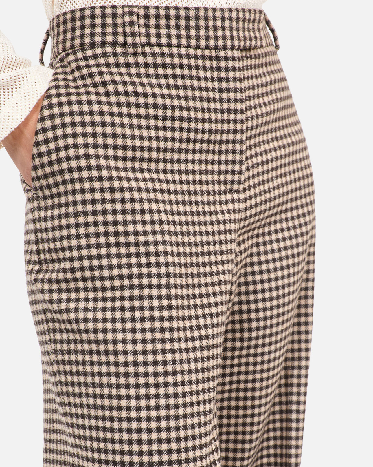 The Kooples FEMME ECRU BLACK pantalon tailleur ample à carreaux vichy