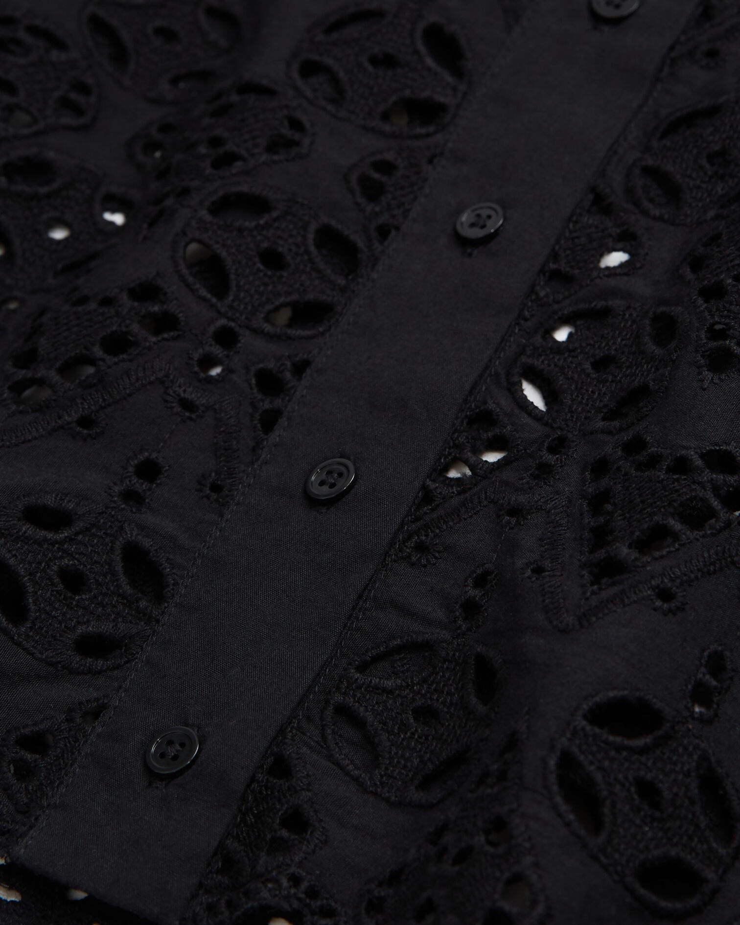 Kurzes, schwarzes Hemd mit englischer Stickerei, BLACK, hi-res image number null