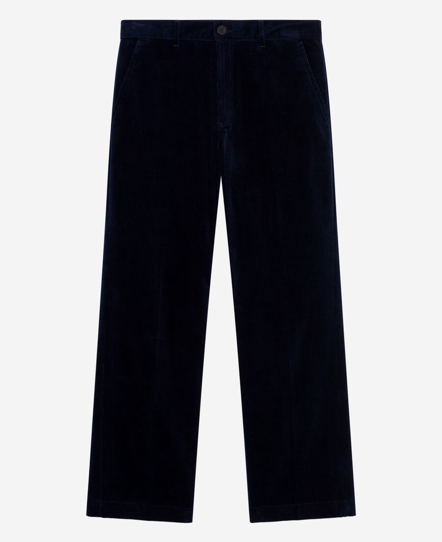The Kooples HOMME NAVY pantalon large en velours c&ocirc;tel&eacute; marine