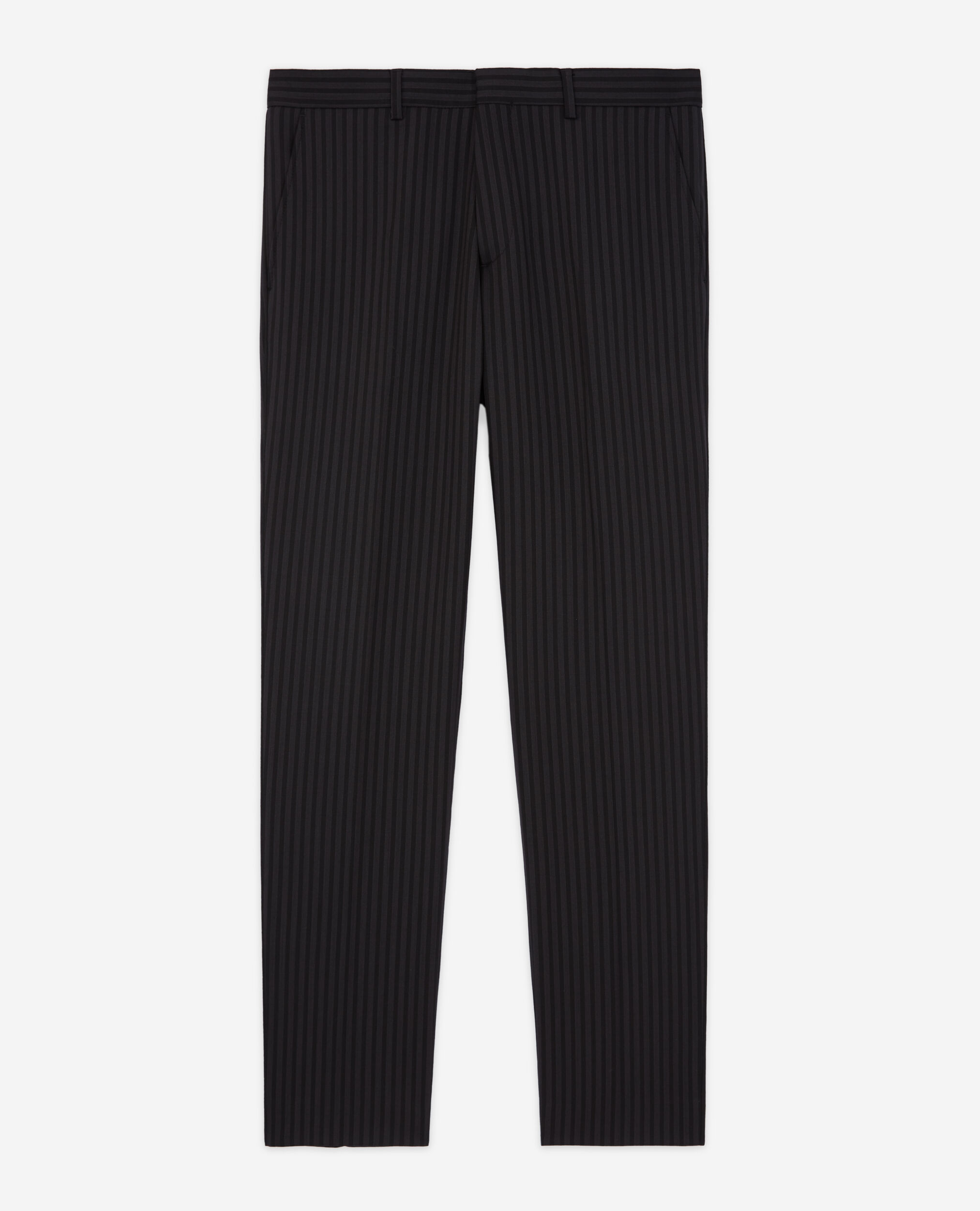 Pantalon de costume en laine à rayures, BLACK GREY, hi-res image number null