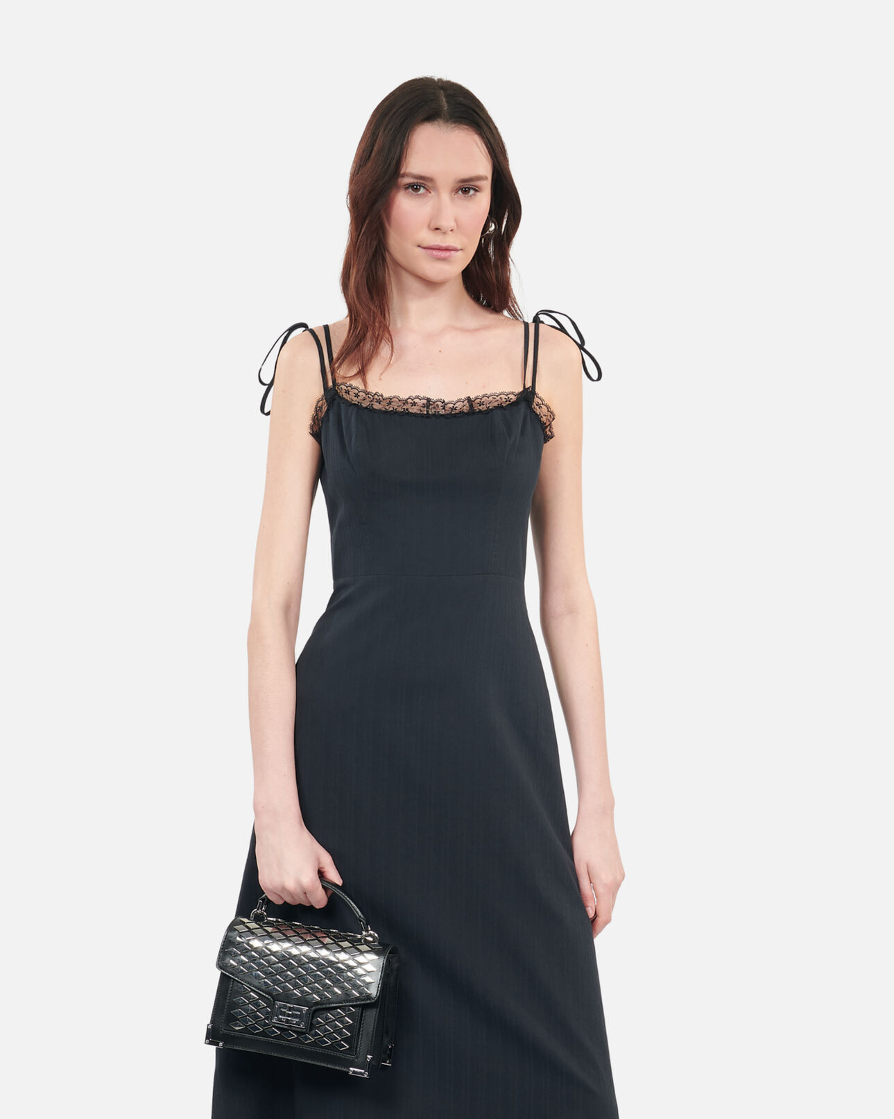 The Kooples WOMEN BLACK long black dress with lace