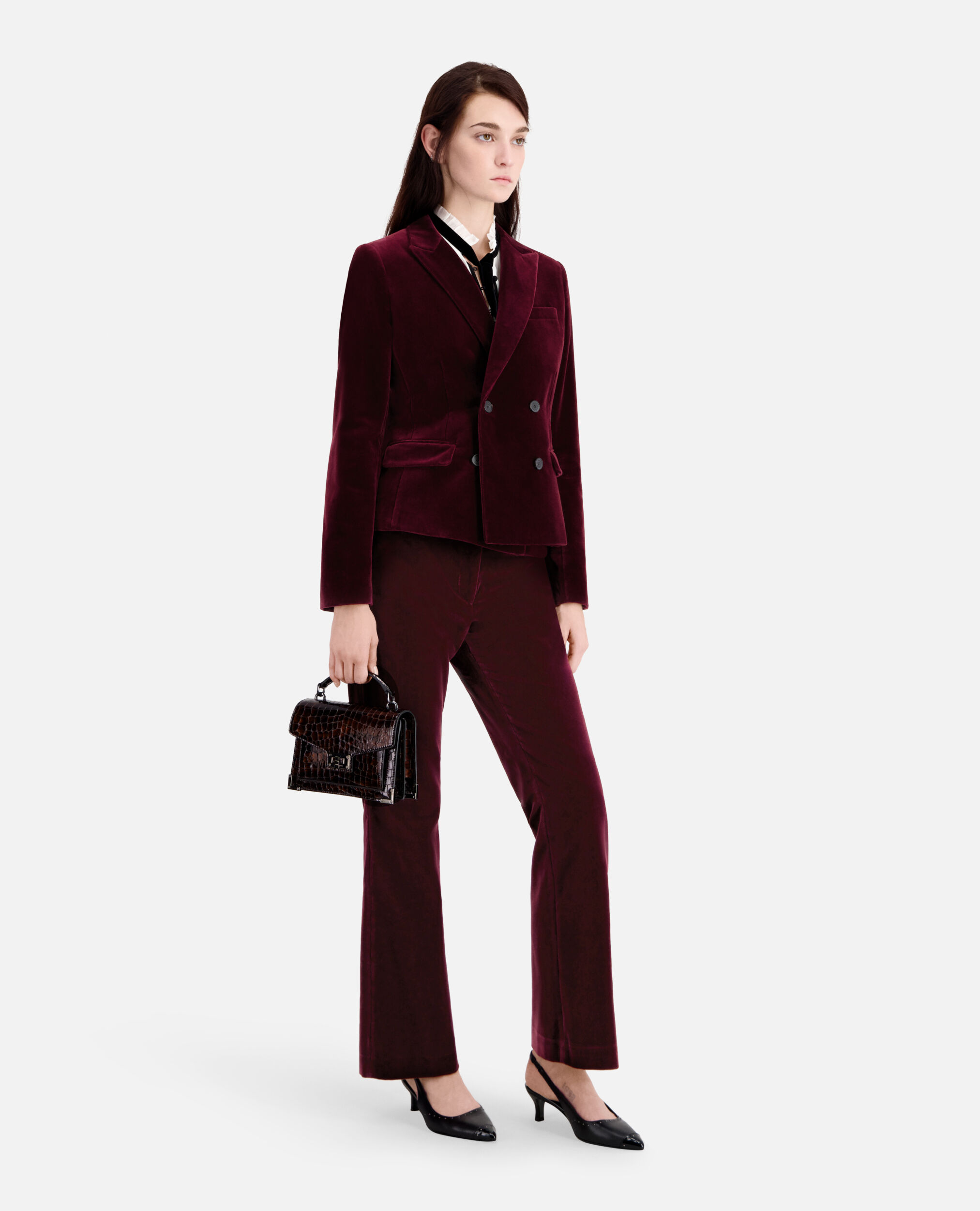 Short burgundy velvet suit jacket, BURGUNDY, hi-res image number null