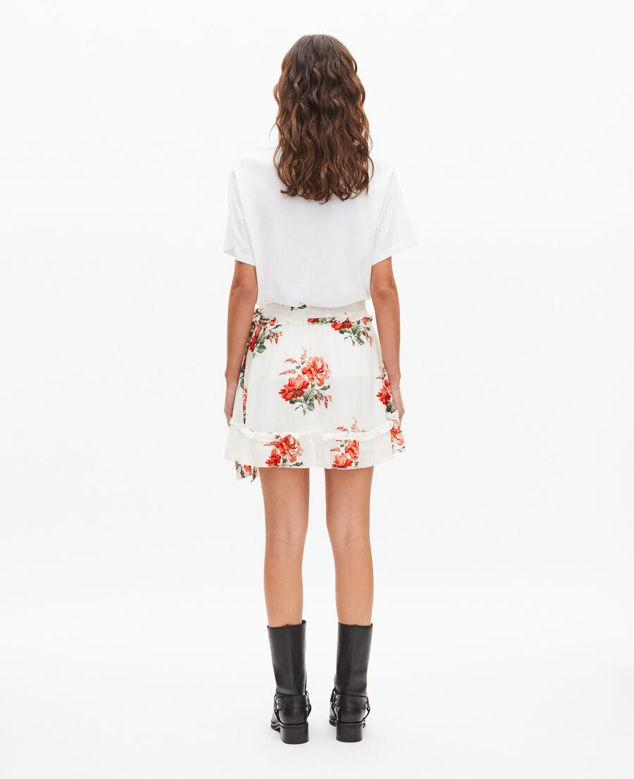 The Kooples DAMEN WHITE - RED kurzer wickelrock mit blumenmuster wei&szlig;