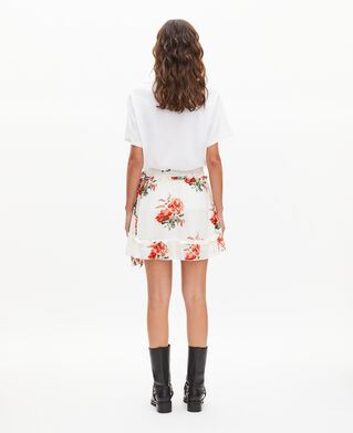 The Kooples DAMEN WHITE - RED kurzer wickelrock mit blumenmuster wei&szlig;