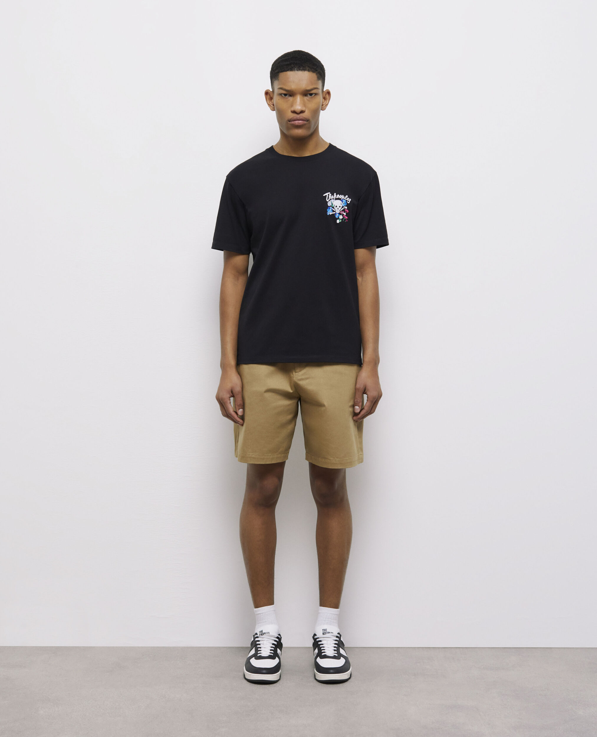 Black T-shirt with embroidery, BLACK, hi-res image number null