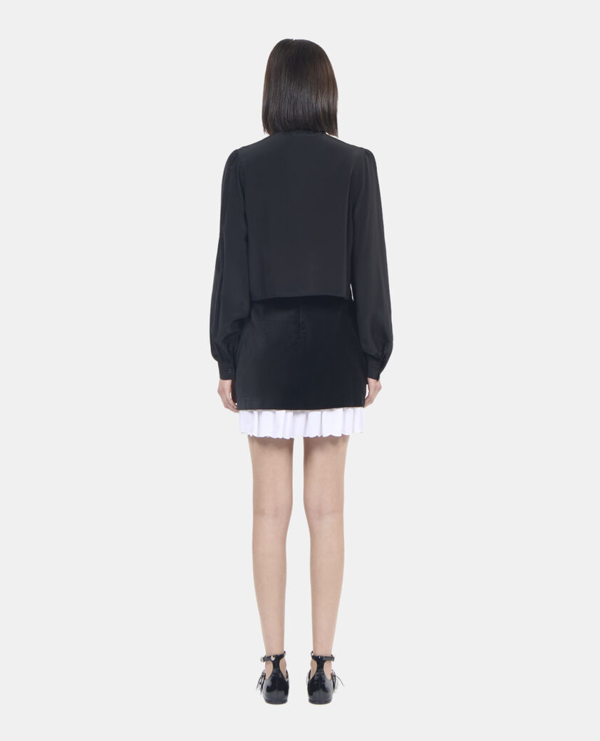 The Kooples MUJER BLACK camisa corta seda negra