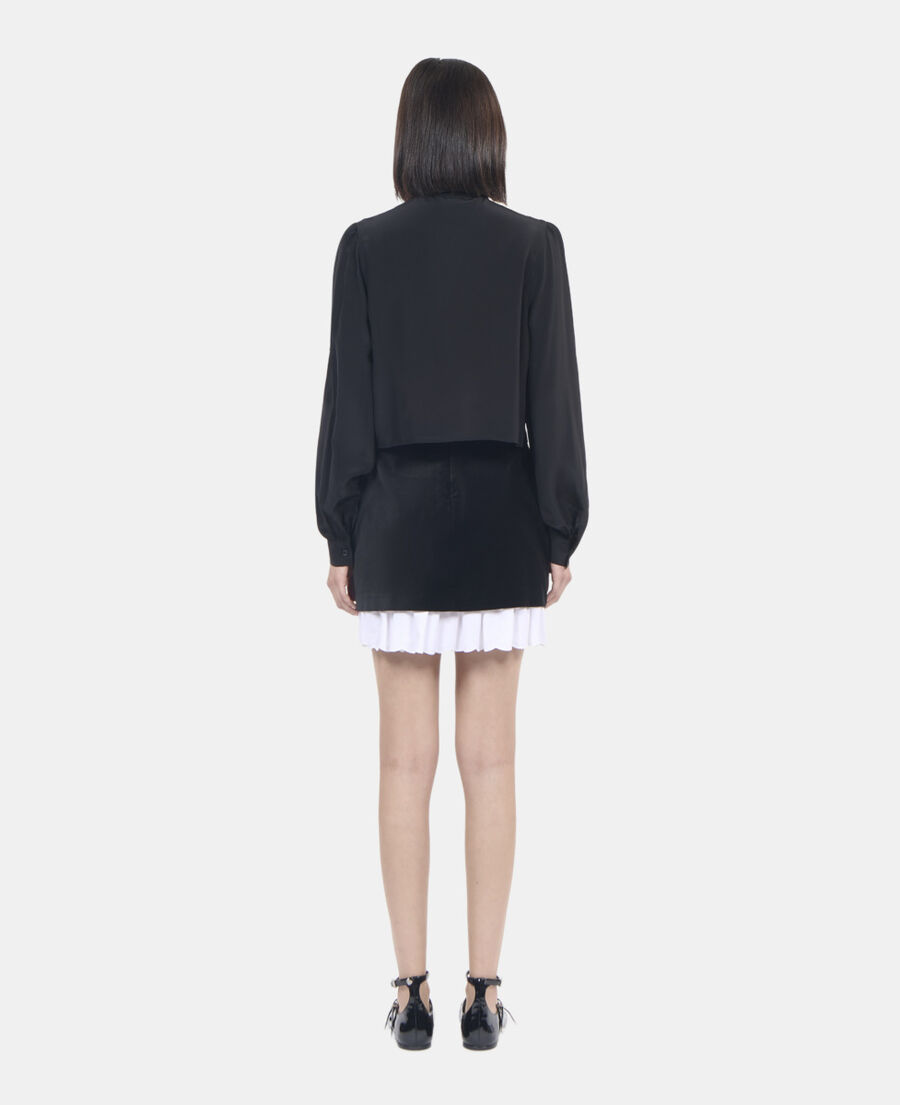 The Kooples FEMME BLACK chemise courte en soie noire