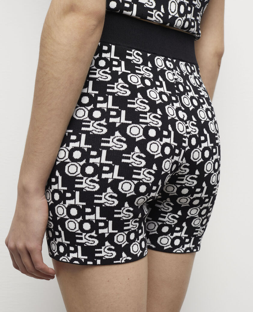 The Kooples FEMME BLACK WHITE short cycliste en maille à logo