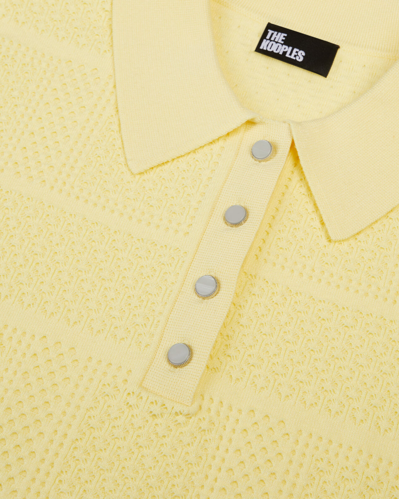 The Kooples MUJER MELLOW YELLOW camisa polo amarillo claro punto calado