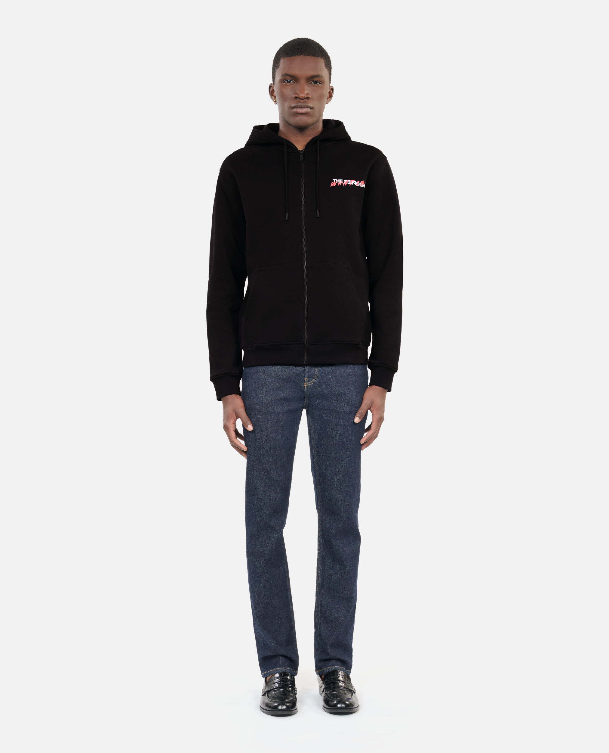 Herren Schwarzes Kapuzensweatshirt „What is“, BLACK, hi-res image number null