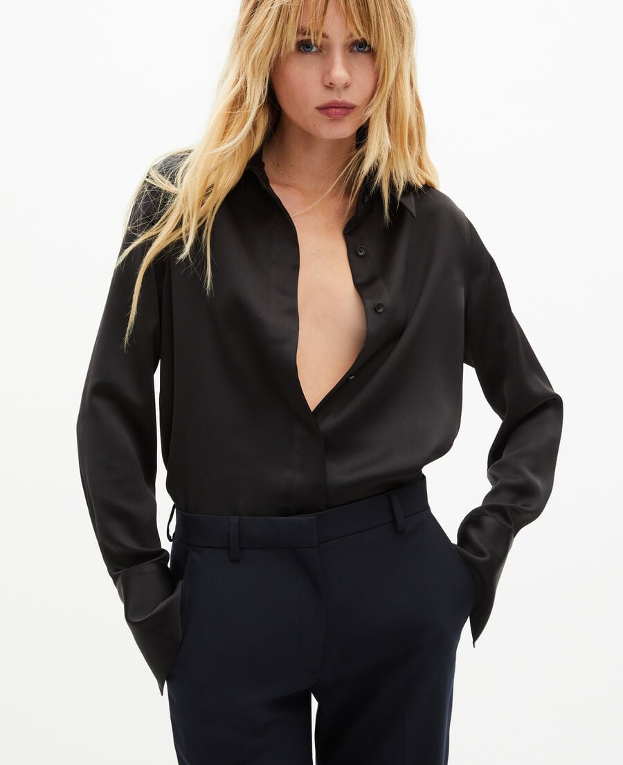 The Kooples WOMEN DARK NAVY navy wool blend straight-leg tailored pants