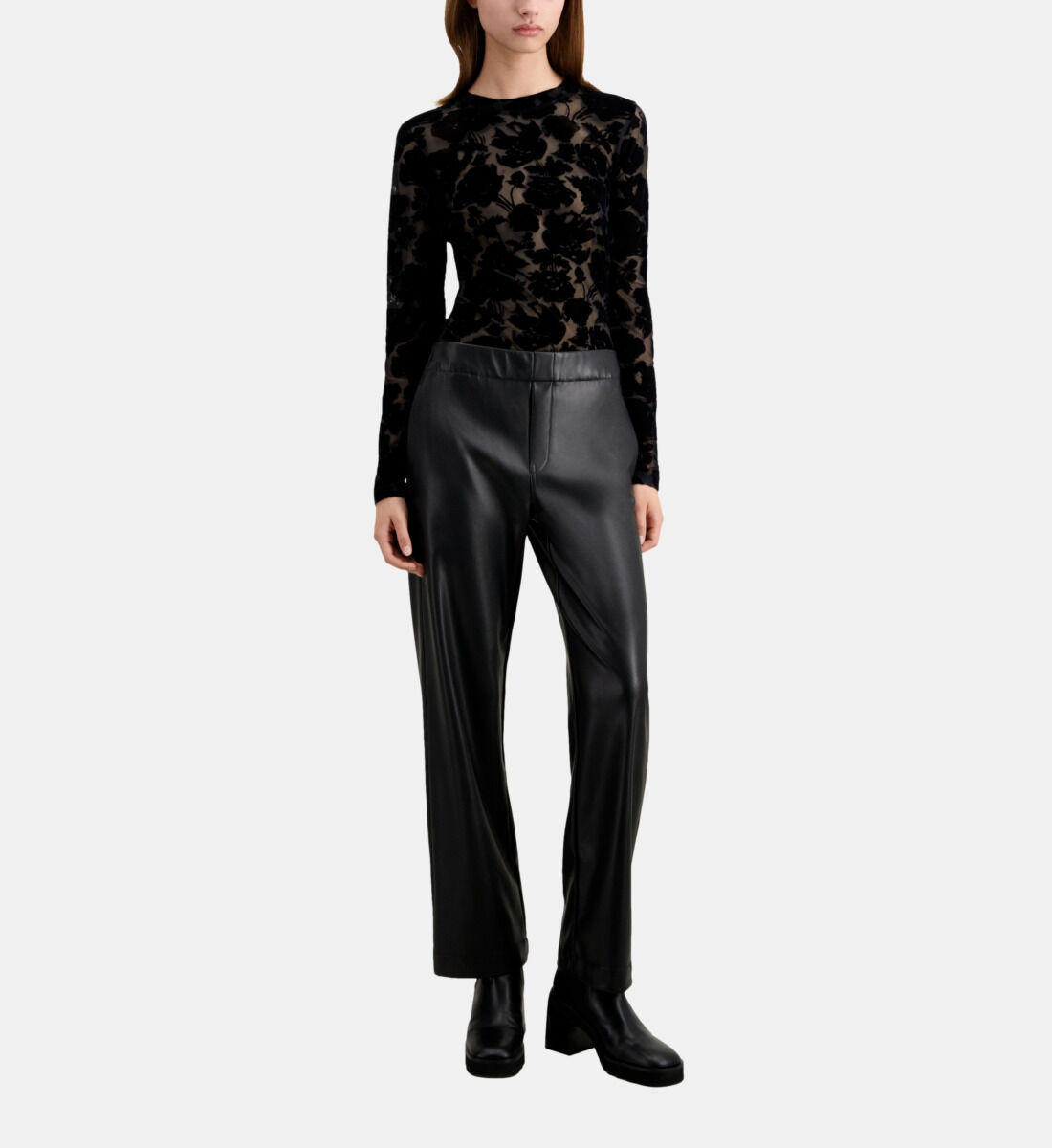 Black leather sale effect trousers
