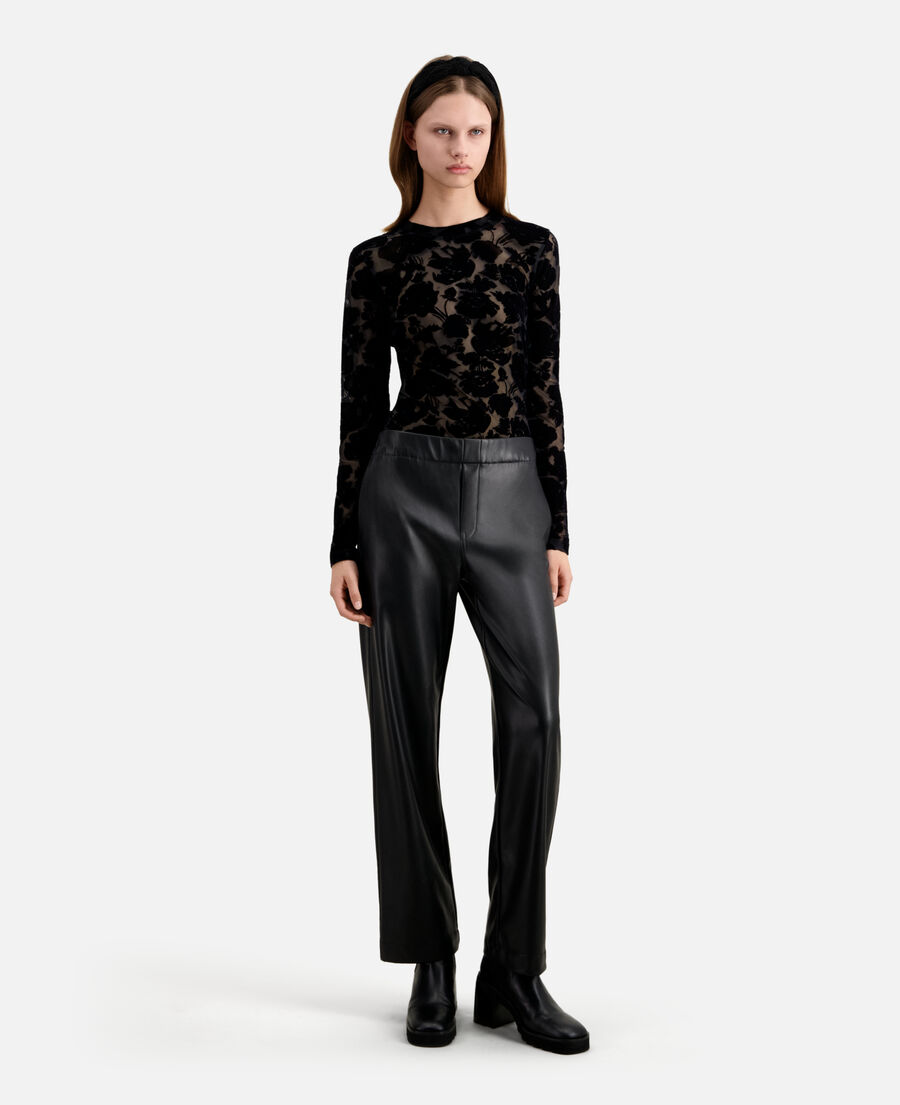 black leather effect trousers
