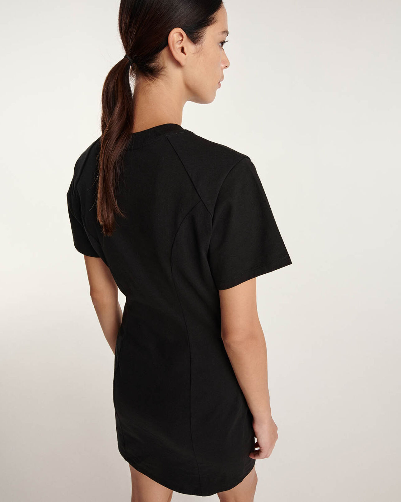 The Kooples FEMME BLACK WASHED robe t-shirt coton noir logo gomme