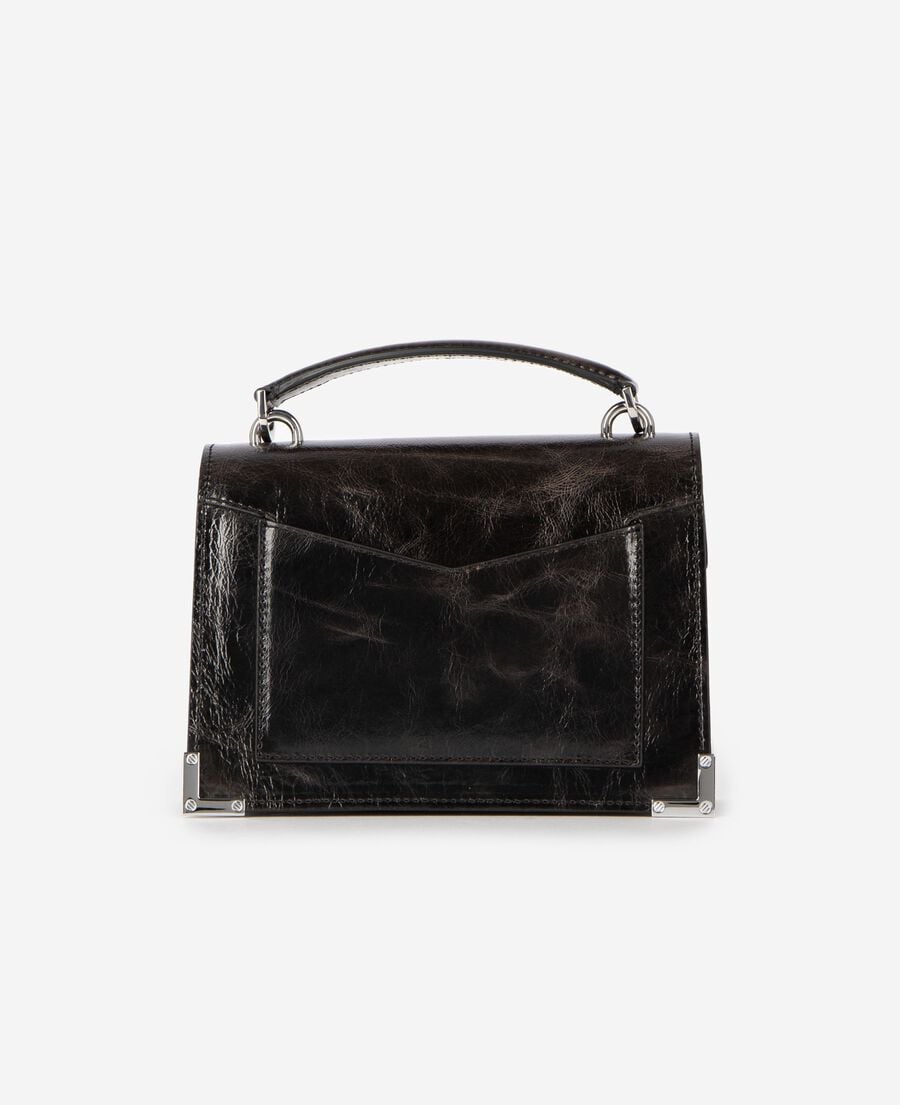 The Kooples F BROWN emily bag in brown cracked leather