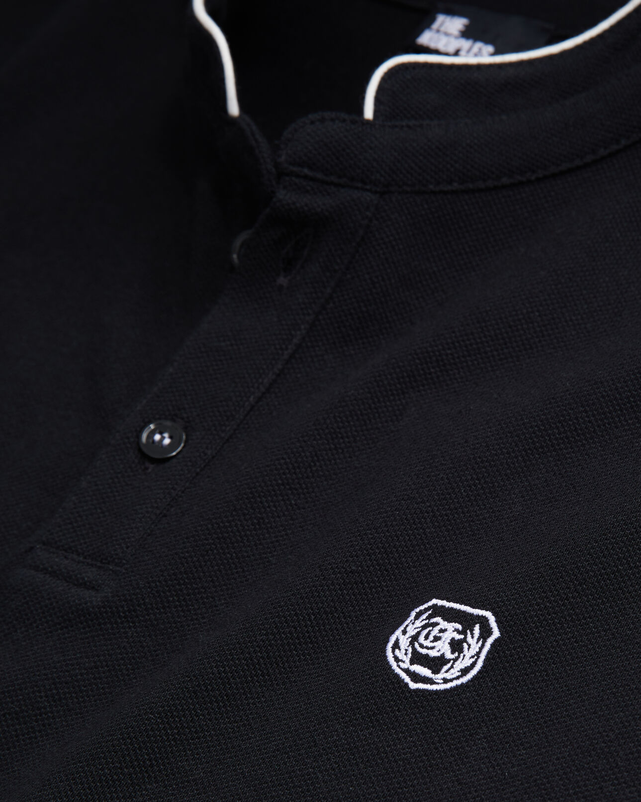 The Kooples H BLACK / WHITE black pique cotton polo t-shirt