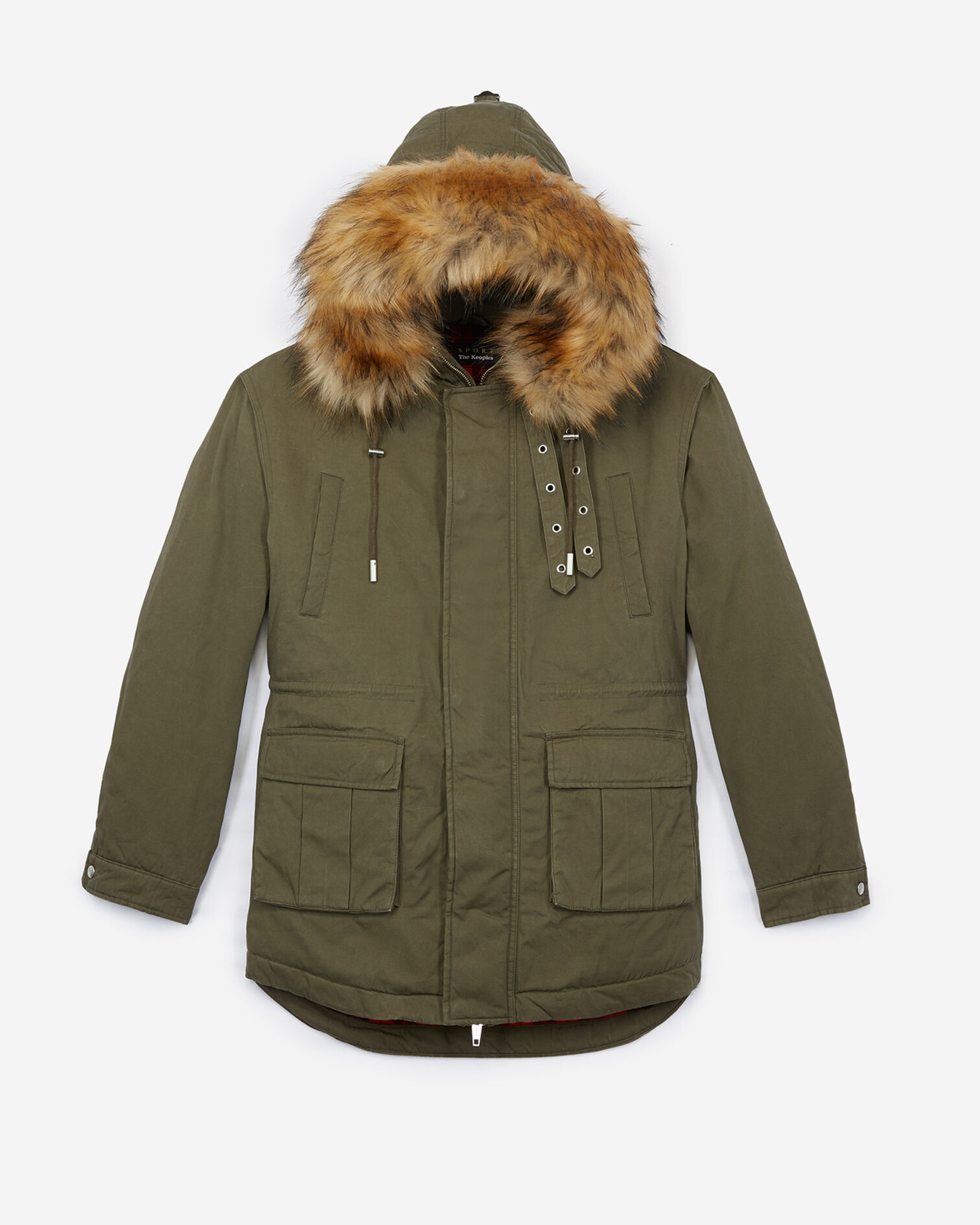 Parka coton kaki col à fourrure, KAKI, hi-res image number null
