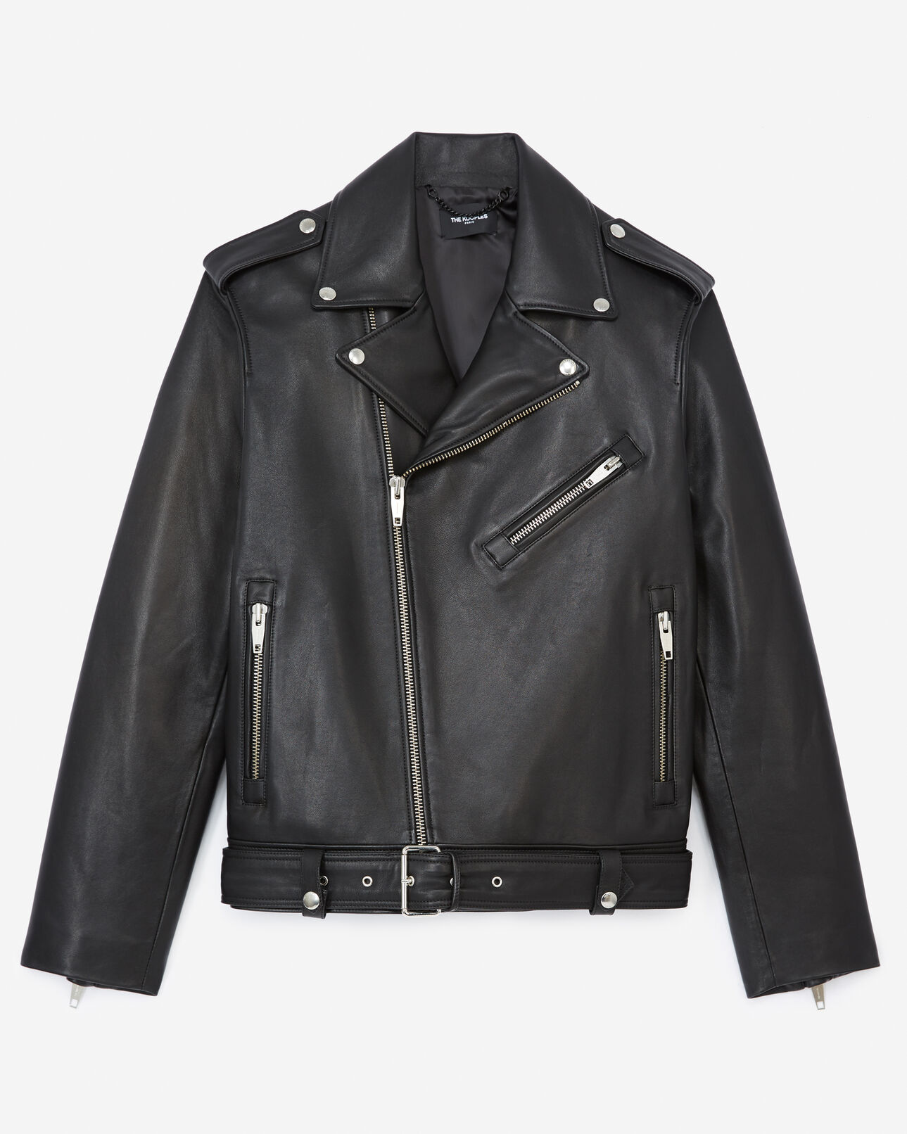 The Kooples HOMME BLACK blouson en cuir avec col amovible