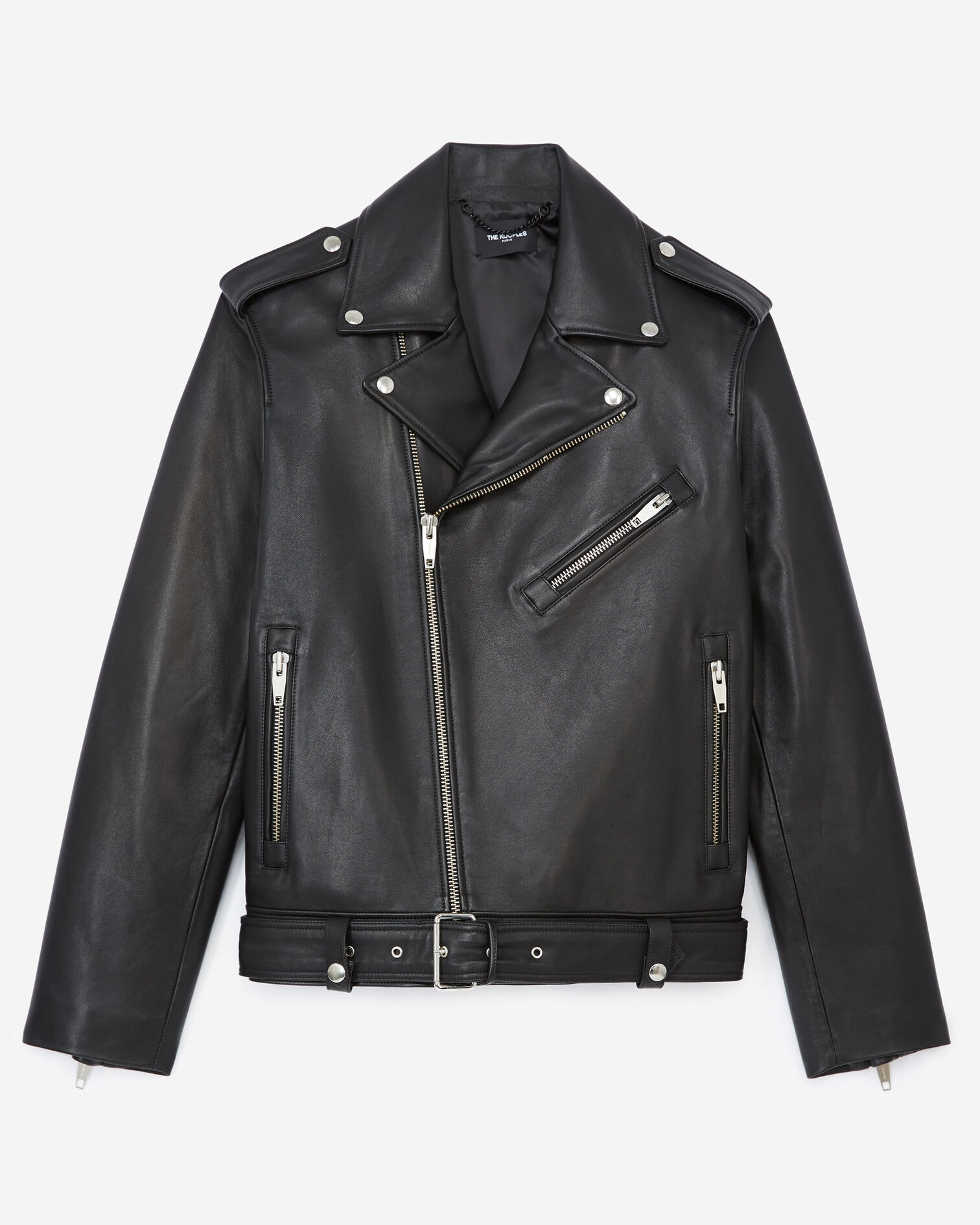 Blouson en cuir avec col amovible, BLACK, hi-res image number null