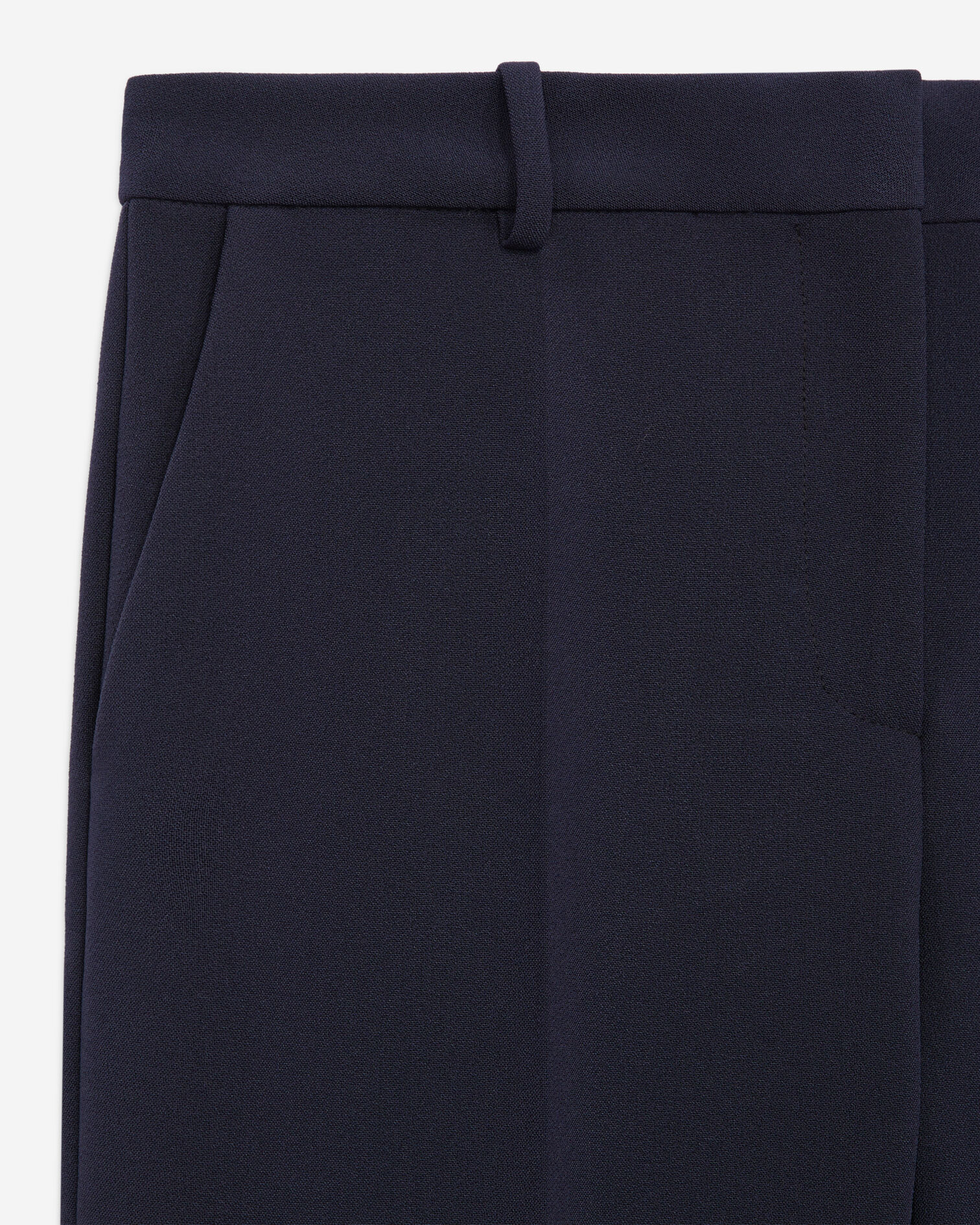 Slim-fit navy blue crepe tailored trousers, DARK NAVY, hi-res image number null