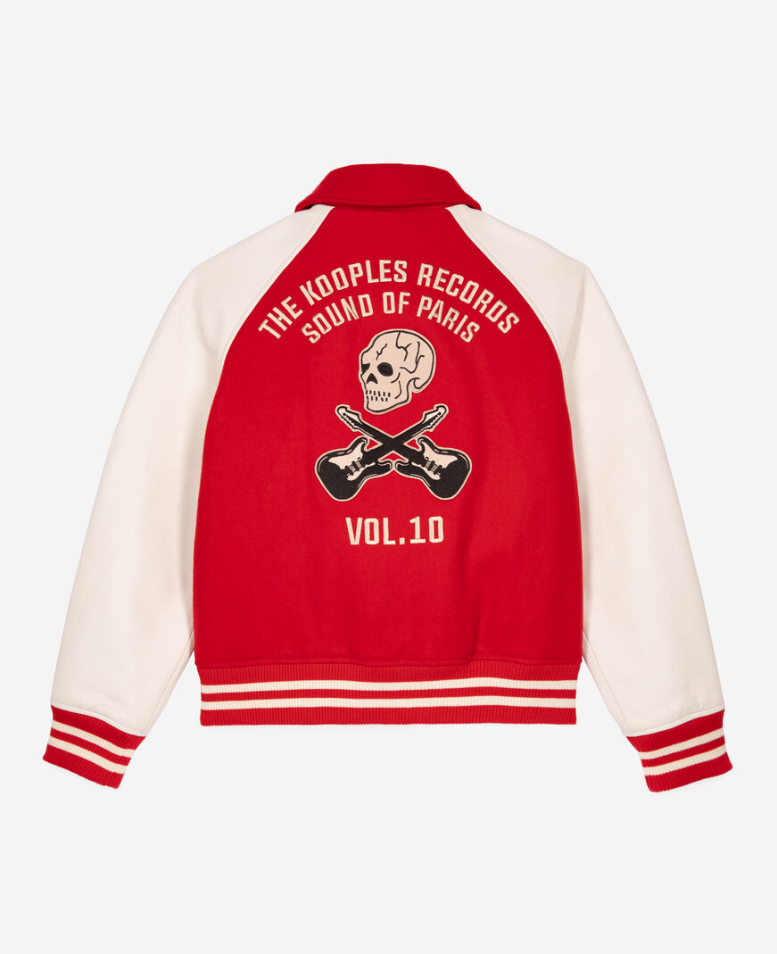 The Kooples WOMEN RED / WHITE red wool and leather jacket