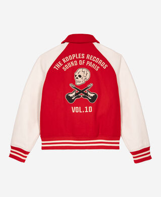 The Kooples WOMEN RED / WHITE red wool and leather jacket