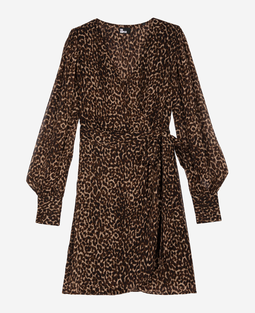 The Kooples FEMME LEOPARD robe portefeuille courte imprimé léopard