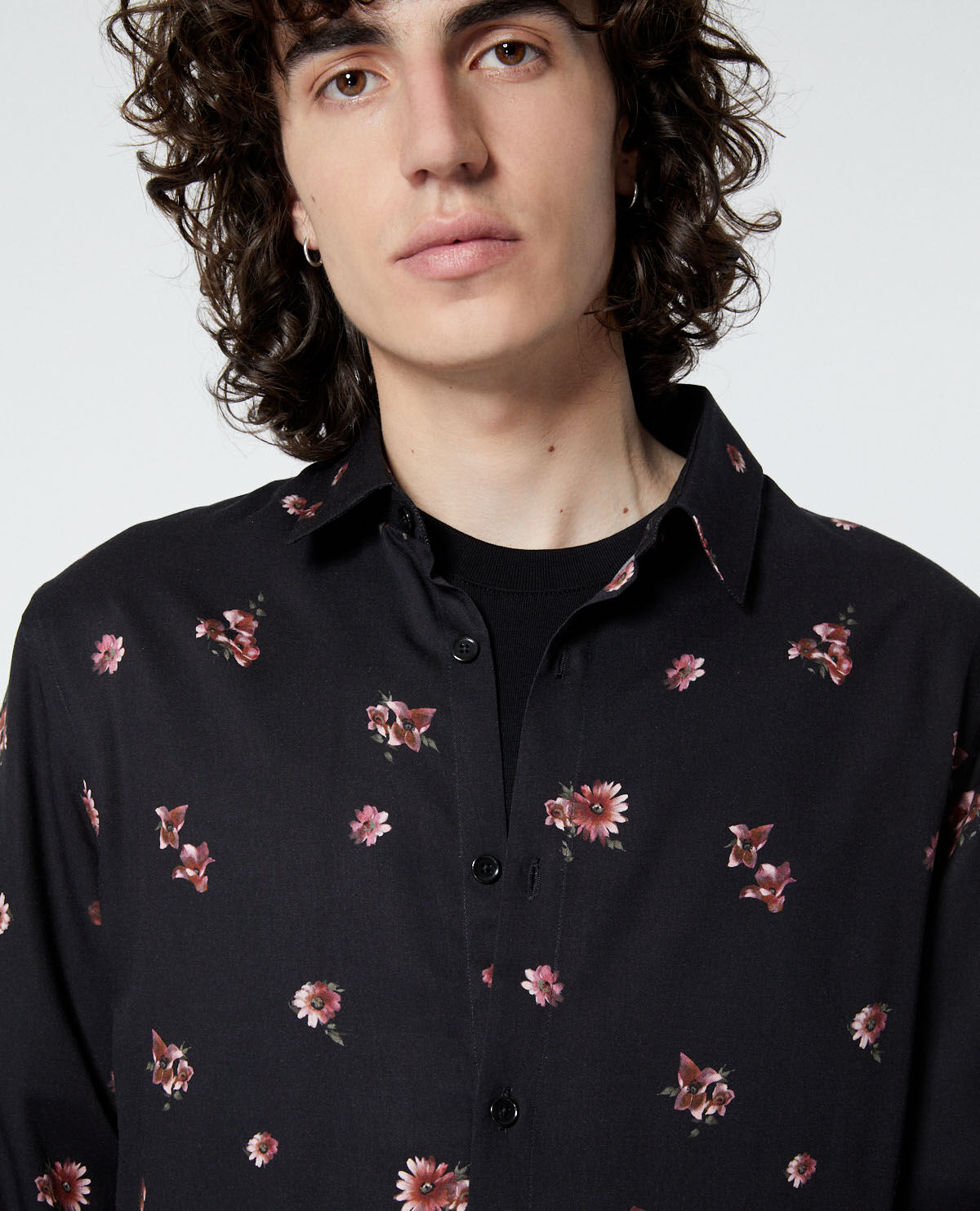 Black shirt with red flowers top