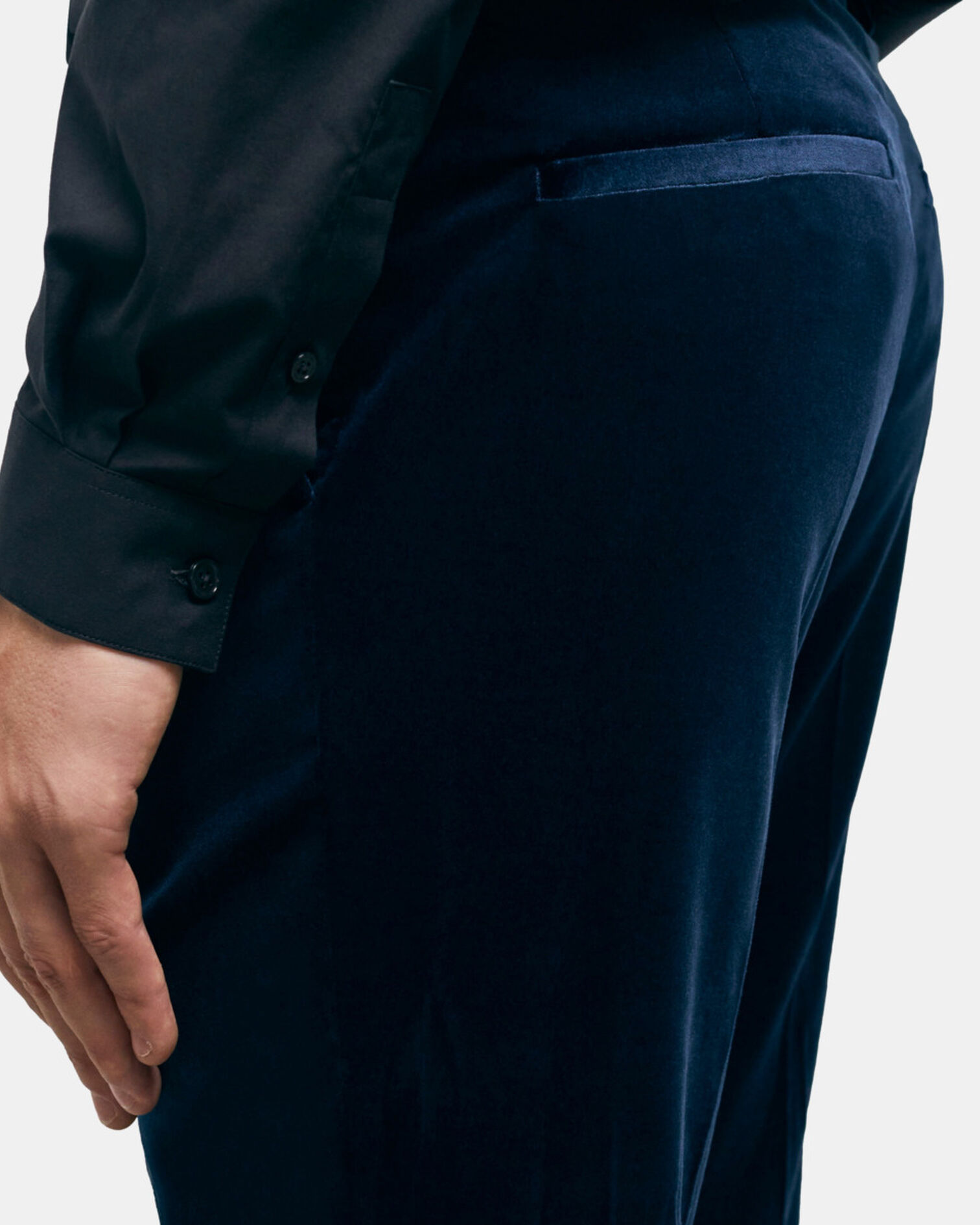 Blue velvet suit pants, NAVY, hi-res image number null
