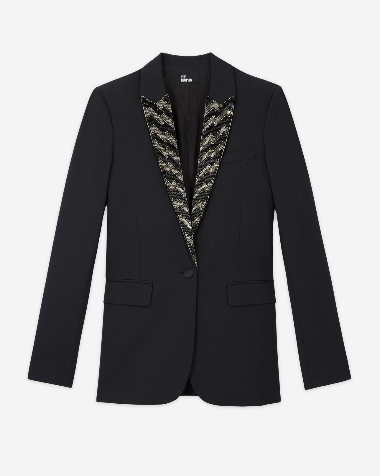 The Kooples WOMEN BLACK black jacket with pearl details