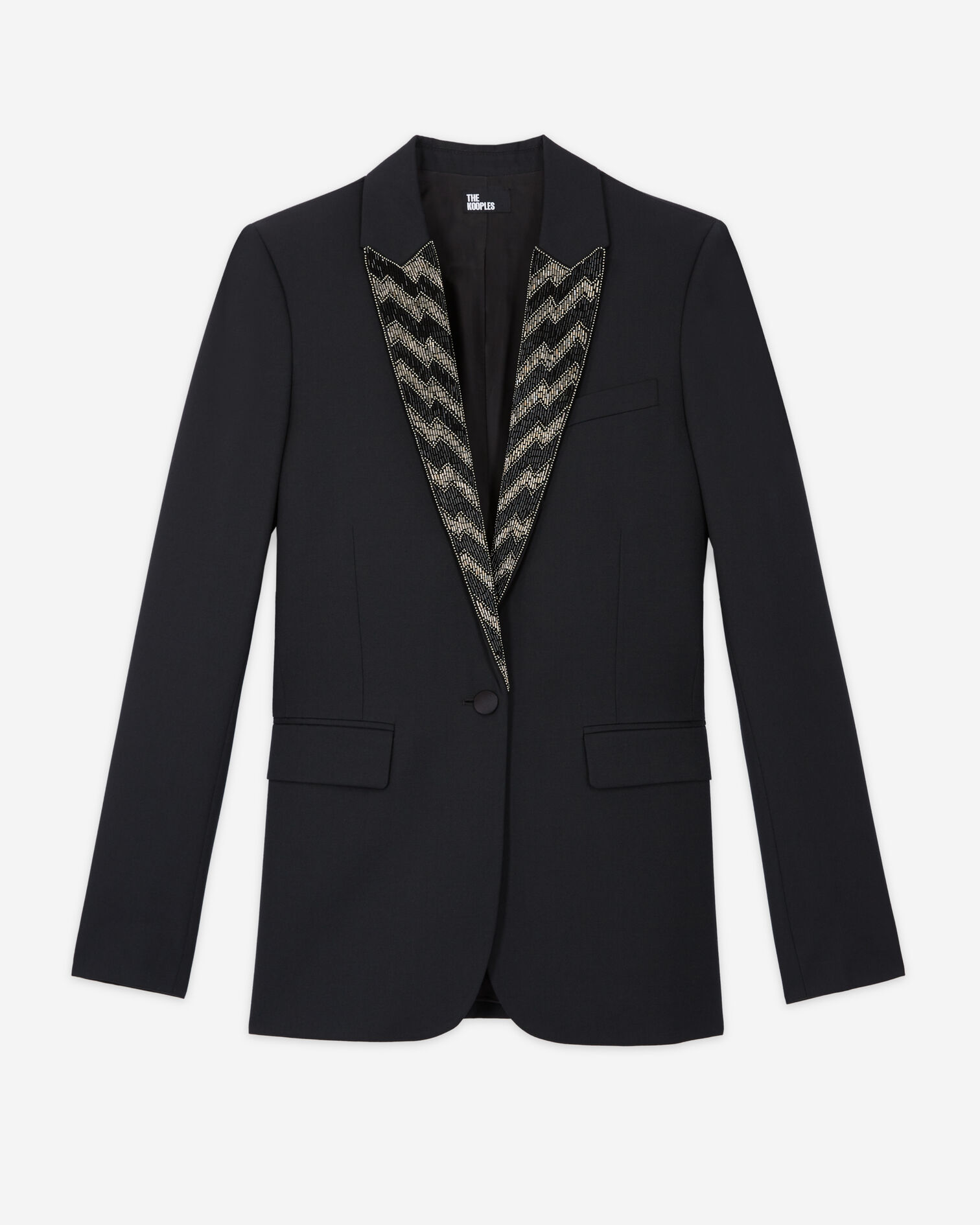 Black jacket with pearl details, BLACK, hi-res image number null
