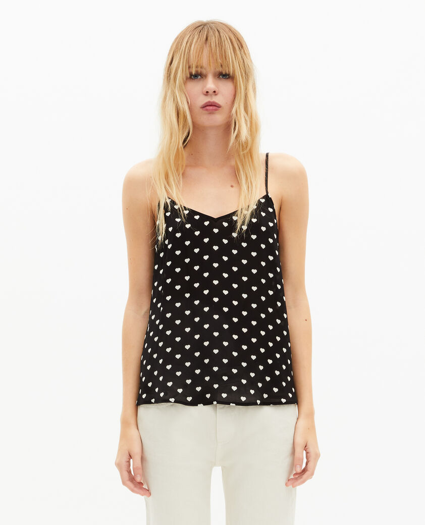 The Kooples WOMEN BLACK WHITE black heart print camisole