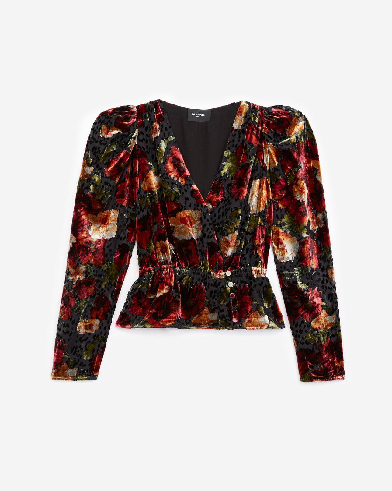 The Kooples WOMEN MULTICOLOR burnout velvet top with orange floral print