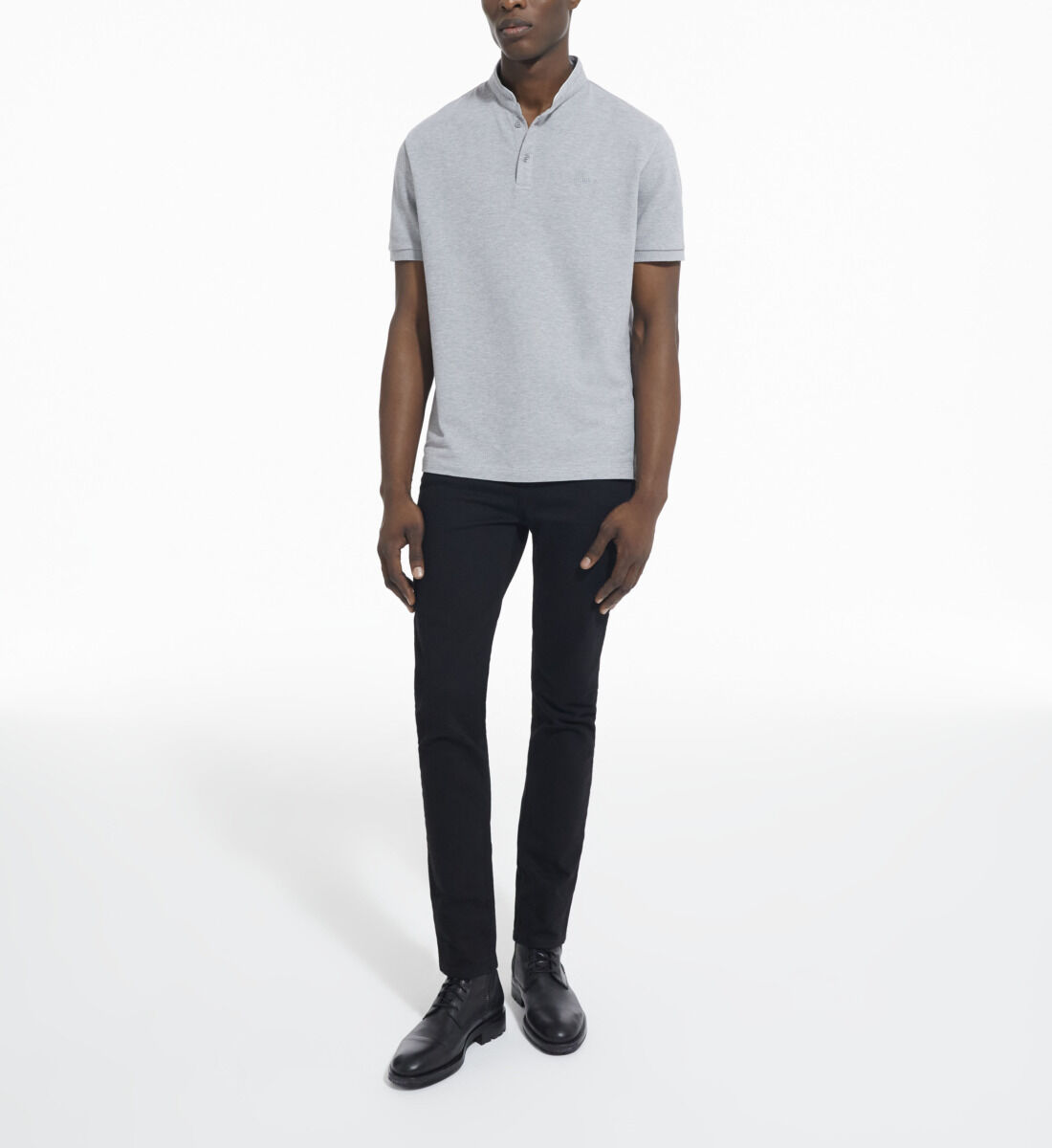 Grey melange polo t shirt clearance