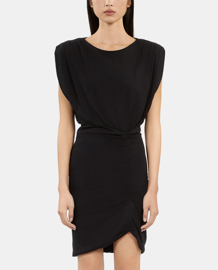 The Kooples WOMEN BLACK short black dress with shirring