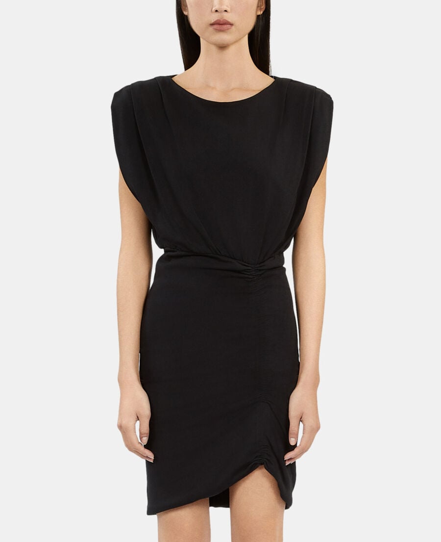 The Kooples WOMEN BLACK short black dress with shirring