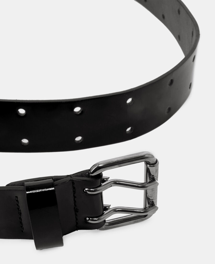 ceinture en cuir effet vinyle noir