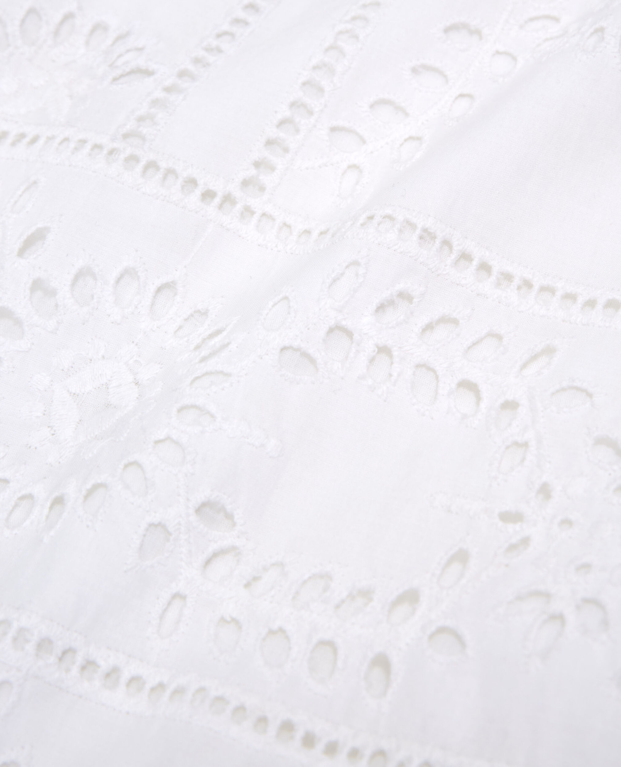 Robe brodée blanche courte à col rond, WHITE, hi-res image number null