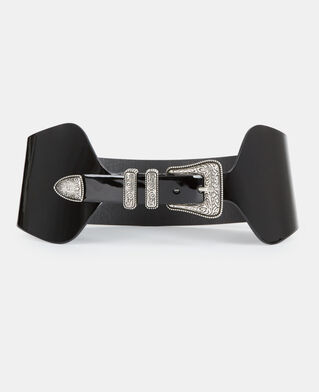 The Kooples FEMME BLACK ceinture large en cuir vinyle noir