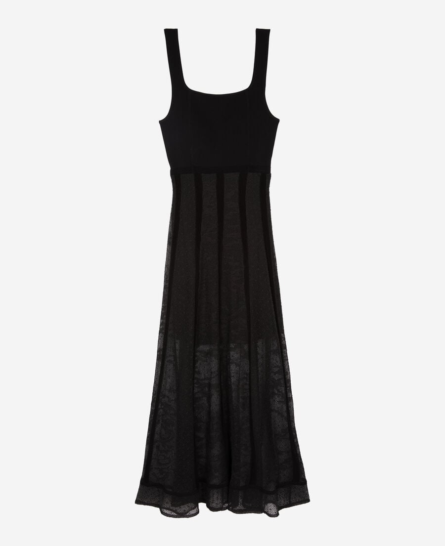 The Kooples F BLACK long black mesh and lace dress