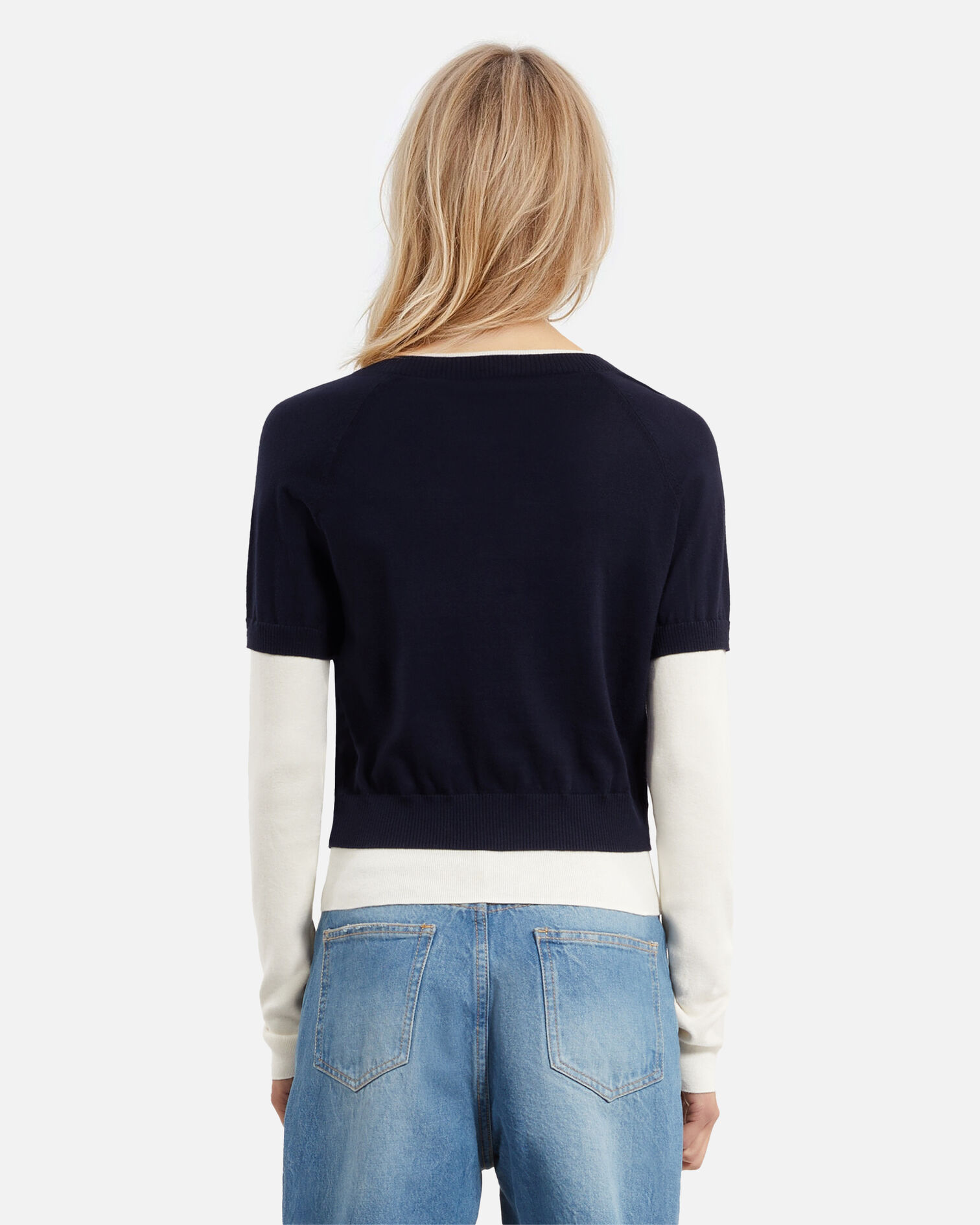 Navy and ecru sweater, DARK NAVY-ECRU, hi-res image number null