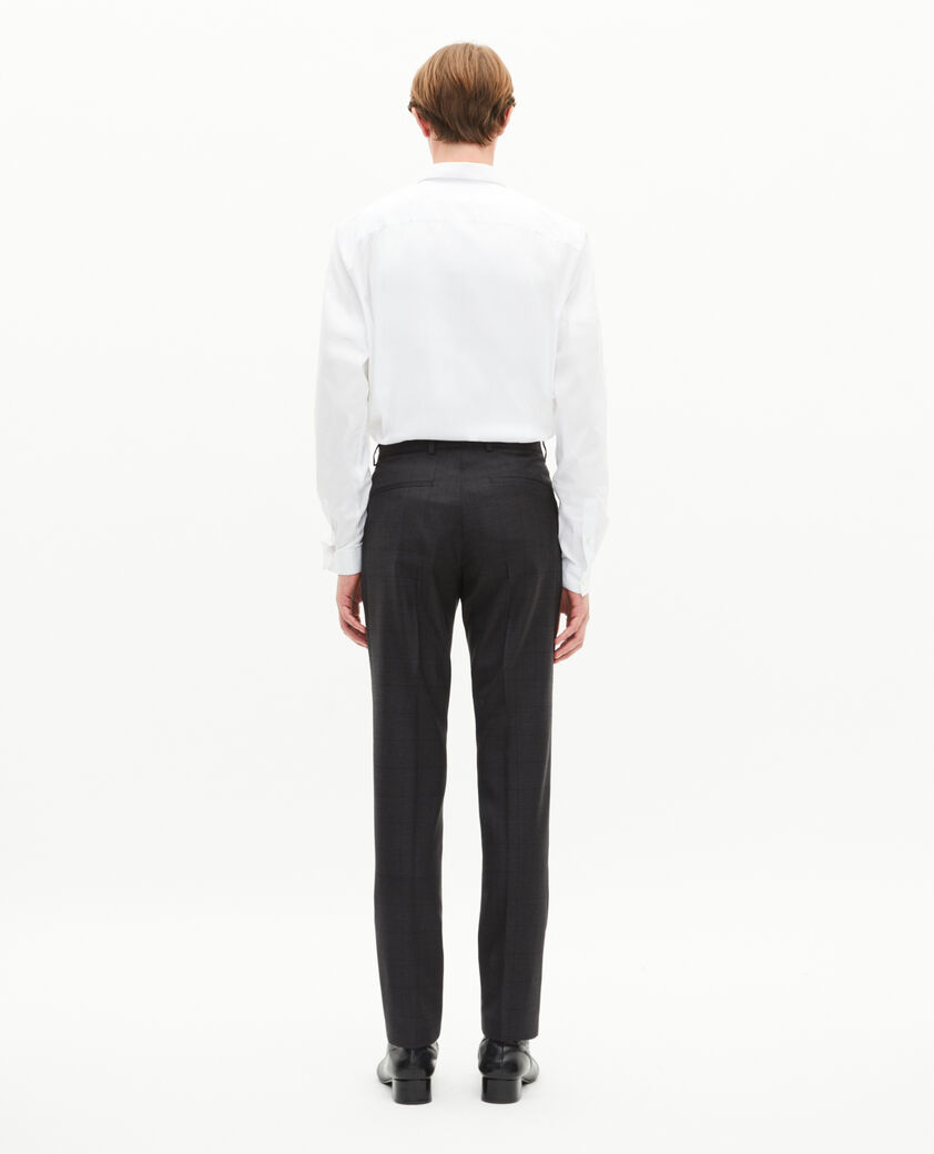 The Kooples HOMME BLACK pantalon de costume ajusté à carreaux en laine noir
