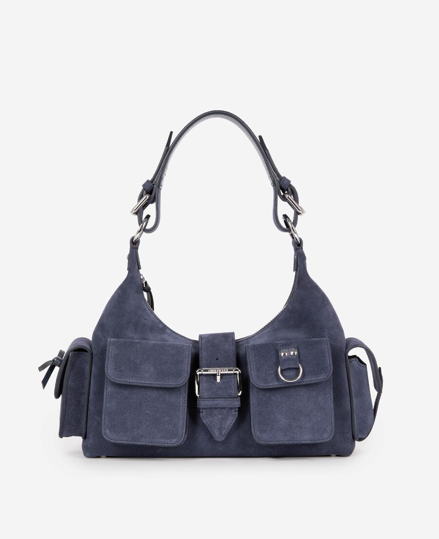 The Kooples FEMME NAVY sac amelia en cuir su&egrave;de marine