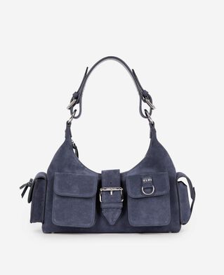 The Kooples FEMME NAVY sac amelia en cuir su&egrave;de marine