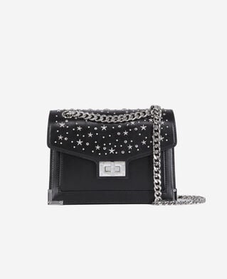 The Kooples WOMEN BLACK emily chain bag in black leather with stars
