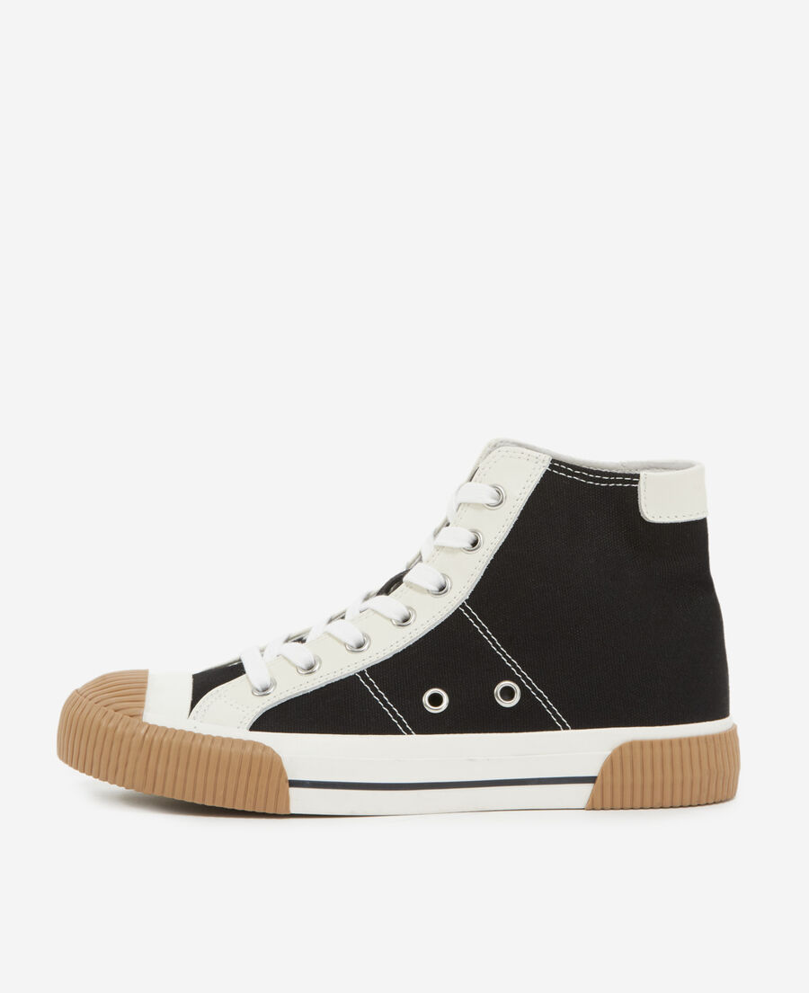 black high-top lace-up canvas sneakers